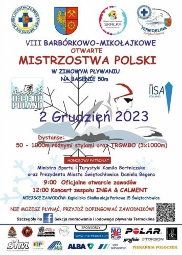 LODOWA SKAKA 2023 - VIII Barbrkowo-Mikoajkowe Mistrzostwa Polski w zimowym pywaniu witochowice, dystans 500m - 2.12.2023